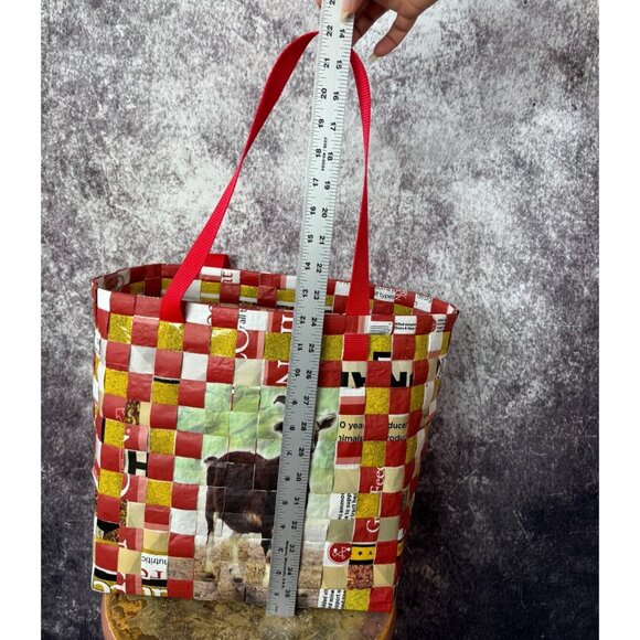 Martha's Bags Multicolor Basket Weave HandWoven Colorful Beach Tote Shopping Bag - Picture 9 of 15